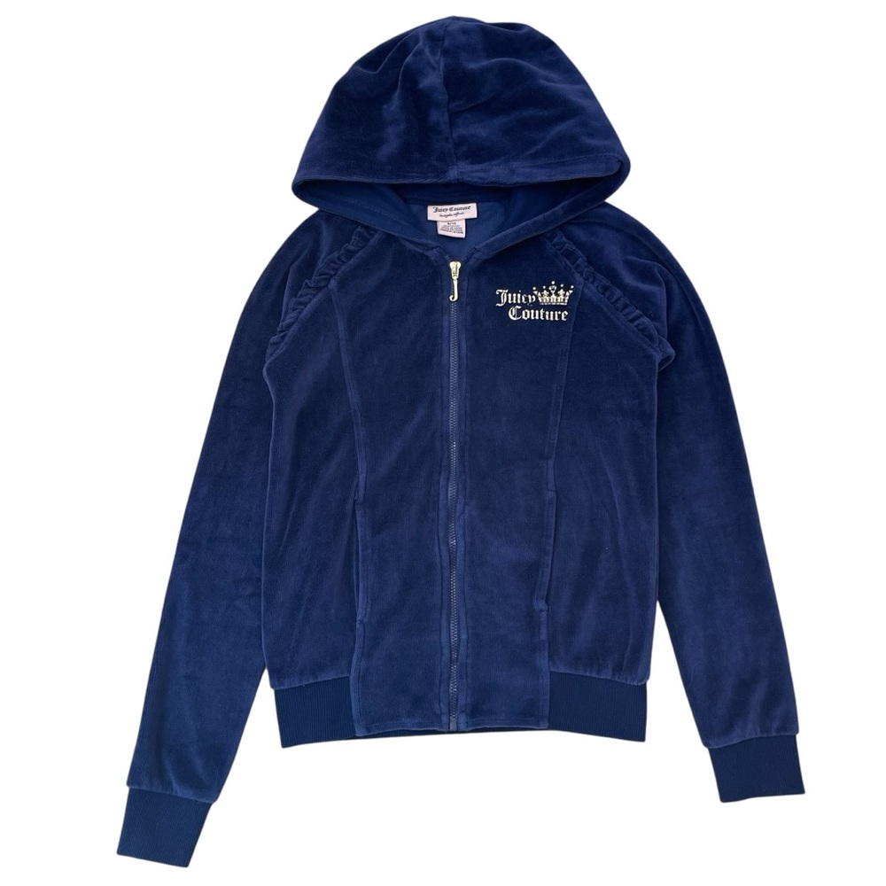 Juicy Couture Girl’s Glitter Heart Velour Zip-Up Hoodie Track Jacket Size 8/10